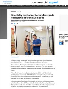 Dr. Adatrow of Advanced TMJ and Dental Implant Center featured on 2021Commercial Appeal